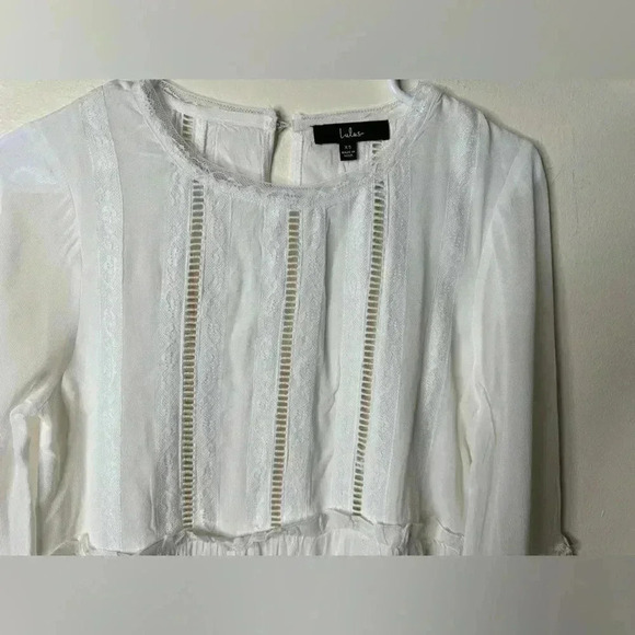 Lulus In the Meadows White Crochet Lace Babydoll Embroidered Trim Dress XS - Picture 11 of 14